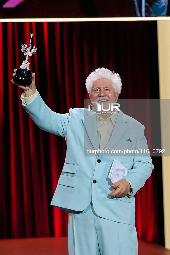 Pedro Almodovar attends the Donostia Award for La Habitacion de al lado during the 72nd San Sebastian International Film Festival in San Seb...