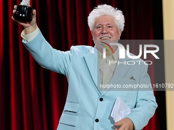 Pedro Almodovar attends the Donostia Award for La Habitacion de al lado during the 72nd San Sebastian International Film Festival in San Seb...