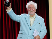 Pedro Almodovar attends the Donostia Award for La Habitacion de al lado during the 72nd San Sebastian International Film Festival in San Seb...