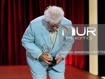 Pedro Almodovar attends the Donostia Award for La Habitacion de al lado during the 72nd San Sebastian International Film Festival in San Seb...