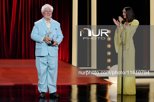 Pedro Almodovar attends the Donostia Award for La Habitacion de al lado during the 72nd San Sebastian International Film Festival in San Seb...