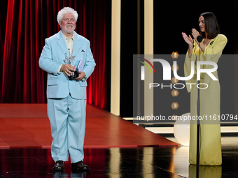 Pedro Almodovar attends the Donostia Award for La Habitacion de al lado during the 72nd San Sebastian International Film Festival in San Seb...