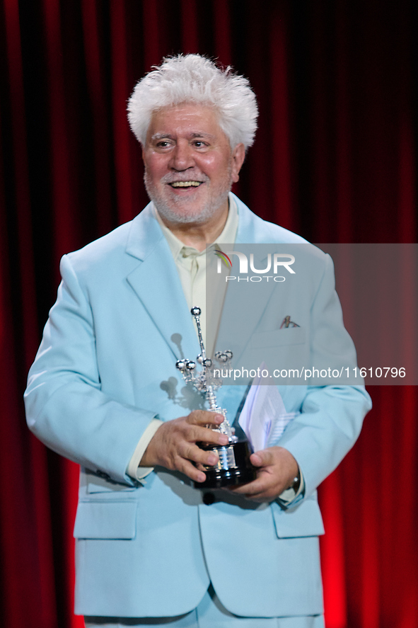 Pedro Almodovar attends the Donostia Award for La Habitacion de al lado during the 72nd San Sebastian International Film Festival in San Seb...