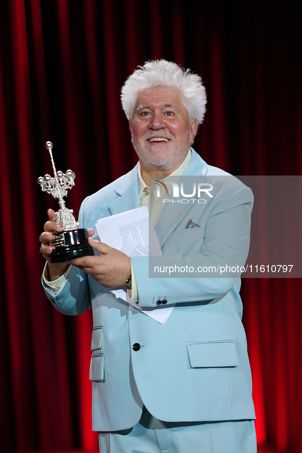 Pedro Almodovar attends the Donostia Award for La Habitacion de al lado during the 72nd San Sebastian International Film Festival in San Seb...