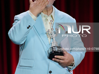 Pedro Almodovar attends the Donostia Award for La Habitacion de al lado during the 72nd San Sebastian International Film Festival in San Seb...