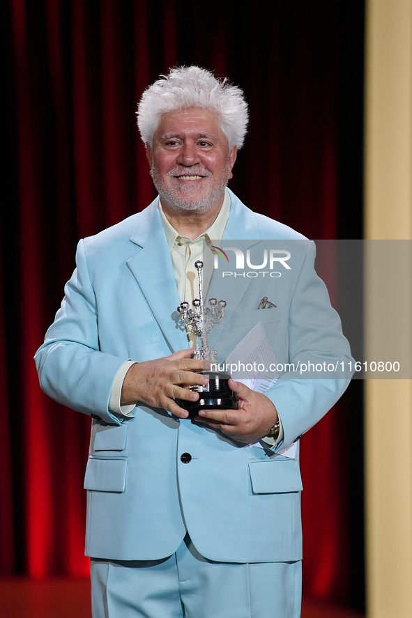 Pedro Almodovar attends the Donostia Award for La Habitacion de al lado during the 72nd San Sebastian International Film Festival in San Seb...