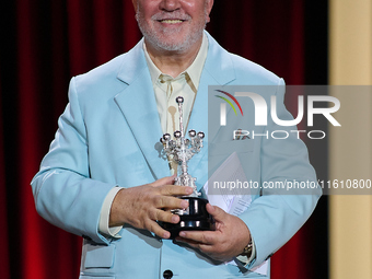 Pedro Almodovar attends the Donostia Award for La Habitacion de al lado during the 72nd San Sebastian International Film Festival in San Seb...