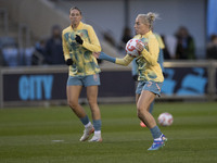 Alex Greenwood #5 of Manchester City W.F.C. warms up during the UEFA Women's Champions League Second Round 2nd Leg match between Manchester...