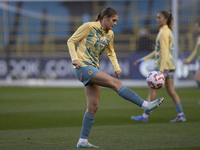 Gracie Prior #28 of Manchester City W.F.C. warms up during the UEFA Women's Champions League Second Round 2nd Leg match between Manchester C...