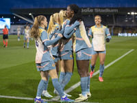 Chloe Kelly #9 of Manchester City W.F.C. celebrates her goal during the UEFA Women's Champions League Second Round 2nd Leg match between Man...