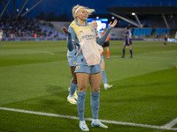 Chloe Kelly #9 of Manchester City W.F.C. celebrates her goal during the UEFA Women's Champions League Second Round 2nd Leg match between Man...