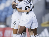 Several players of Real Madrid women celebrate a goal during the UEFA Women's Champions League 24/25 match, Round 2, second leg between Real...