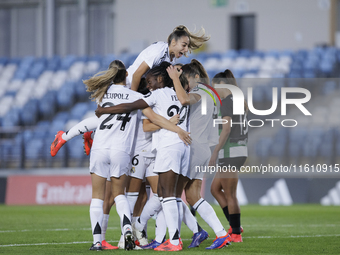 Several players of Real Madrid women celebrate a goal during the UEFA Women's Champions League 24/25 match, Round 2, second leg between Real...