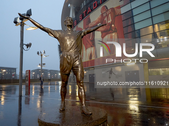 A generic outside view of the Emirates Stadium prior to the UEFA Champions League Group D soccer match between Arsenal and Borussia Dortmund...