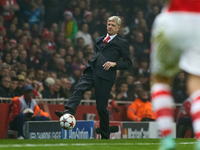 Arsene Wenger, head coach of Arsenal, during the UEFA Champions League Group D soccer match between Arsenal and Borussia Dortmund at the Emi...