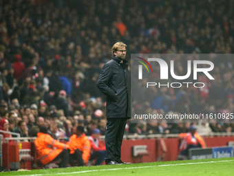 Jurgen Klopp, head coach of Borussia Dortmund, during the UEFA Champions League Group D soccer match between Arsenal and Borussia Dortmund a...