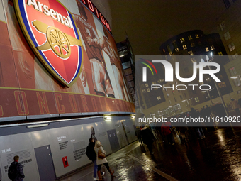 A generic outside view of the Emirates Stadium prior to the UEFA Champions League Group D soccer match between Arsenal and Borussia Dortmund...