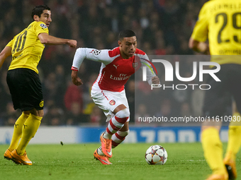 Alex Oxlade-Chamberlain of Arsenal is in action during the UEFA Champions League Group D soccer match between Arsenal and Borussia Dortmund...