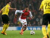 Alex Oxlade-Chamberlain of Arsenal is in action during the UEFA Champions League Group D soccer match between Arsenal and Borussia Dortmund...