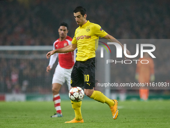 Henrikh Mkhitaryan of Borussia Dortmund is in action during the UEFA Champions League Group D soccer match between Arsenal and Borussia Dort...