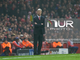 Arsene Wenger, head coach of Arsenal, during the UEFA Champions League Group D soccer match between Arsenal and Borussia Dortmund at the Emi...