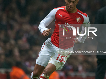 Alex Oxlade-Chamberlain of Arsenal is in action during the UEFA Champions League Group D soccer match between Arsenal and Borussia Dortmund...