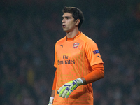 Emiliano Martinez, goalkeeper of Arsenal, gestures during the UEFA Champions League Group D soccer match between Arsenal and Borussia Dortmu...