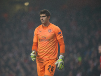 Emiliano Martinez, goalkeeper of Arsenal, gestures during the UEFA Champions League Group D soccer match between Arsenal and Borussia Dortmu...