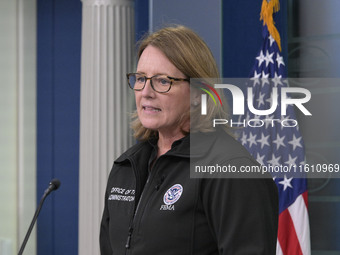 Administrator of the U.S. Federal Emergency Management Agency Deanne Criswell holds a press briefing in the Brady Press Room at the White Ho...