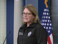 Administrator of the U.S. Federal Emergency Management Agency Deanne Criswell holds a press briefing in the Brady Press Room at the White Ho...