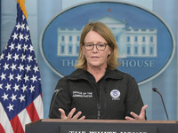 Administrator of the U.S. Federal Emergency Management Agency Deanne Criswell holds a press briefing in the Brady Press Room at the White Ho...