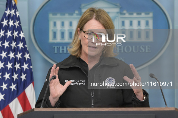 Administrator of the U.S. Federal Emergency Management Agency Deanne Criswell holds a press briefing in the Brady Press Room at the White Ho...