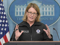 Administrator of the U.S. Federal Emergency Management Agency Deanne Criswell holds a press briefing in the Brady Press Room at the White Ho...