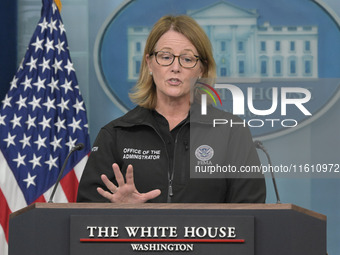 Administrator of the U.S. Federal Emergency Management Agency Deanne Criswell holds a press briefing in the Brady Press Room at the White Ho...