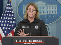 Administrator of the U.S. Federal Emergency Management Agency Deanne Criswell holds a press briefing in the Brady Press Room at the White Ho...