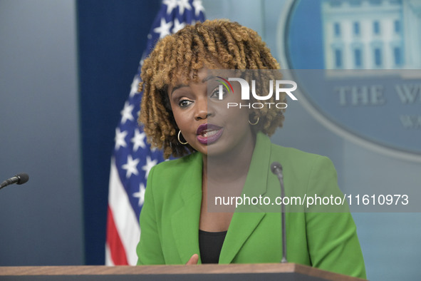 White House Press Secretary Karine Jean-Pierre holds a press briefing in the Brady Press Room at the White House in Washington, DC, USA, on...