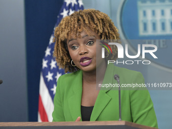 White House Press Secretary Karine Jean-Pierre holds a press briefing in the Brady Press Room at the White House in Washington, DC, USA, on...