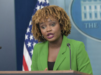 White House Press Secretary Karine Jean-Pierre holds a press briefing in the Brady Press Room at the White House in Washington, DC, USA, on...