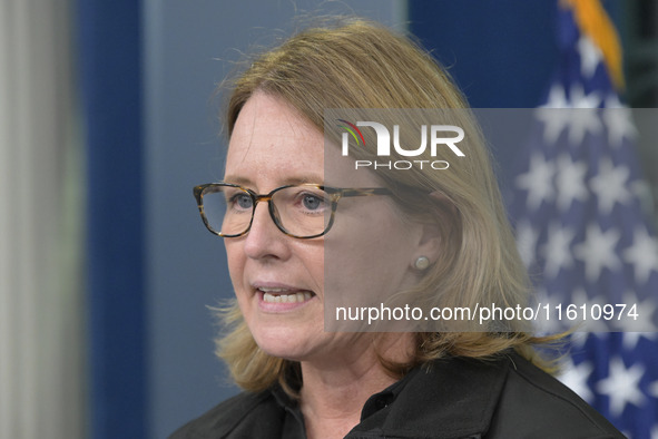 Administrator of the U.S. Federal Emergency Management Agency Deanne Criswell holds a press briefing in the Brady Press Room at the White Ho...