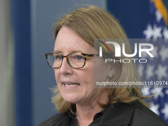 Administrator of the U.S. Federal Emergency Management Agency Deanne Criswell holds a press briefing in the Brady Press Room at the White Ho...