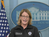 Administrator of the U.S. Federal Emergency Management Agency Deanne Criswell holds a press briefing in the Brady Press Room at the White Ho...