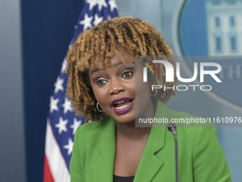 White House Press Secretary Karine Jean-Pierre holds a press briefing in the Brady Press Room at the White House in Washington, DC, USA, on...