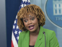 White House Press Secretary Karine Jean-Pierre holds a press briefing in the Brady Press Room at the White House in Washington, DC, USA, on...