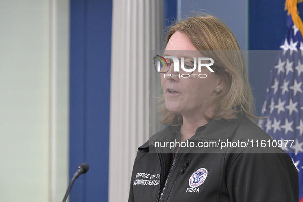 Administrator of the U.S. Federal Emergency Management Agency Deanne Criswell holds a press briefing in the Brady Press Room at the White Ho...