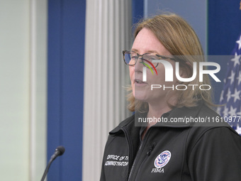 Administrator of the U.S. Federal Emergency Management Agency Deanne Criswell holds a press briefing in the Brady Press Room at the White Ho...