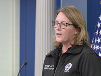 Administrator of the U.S. Federal Emergency Management Agency Deanne Criswell holds a press briefing in the Brady Press Room at the White Ho...