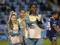 Khadija Shaw #21 of Manchester City W.F.C. celebrates her goal during the UEFA Women's Champions League Second Round 2nd Leg match between M...