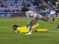 Khadija Shaw #21 of Manchester City W.F.C. scores a goal during the UEFA Women's Champions League Second Round 2nd Leg match between Manches...