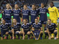 Paris FC plays during the UEFA Women's Champions League Second Round 2nd Leg match against Manchester City at the Joie Stadium in Manchester...