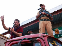 Peoples Democratic Party (PDP) leader Syed Basharat Bukhari addresses party workers during an election campaign in Baramulla, Jammu and Kash...